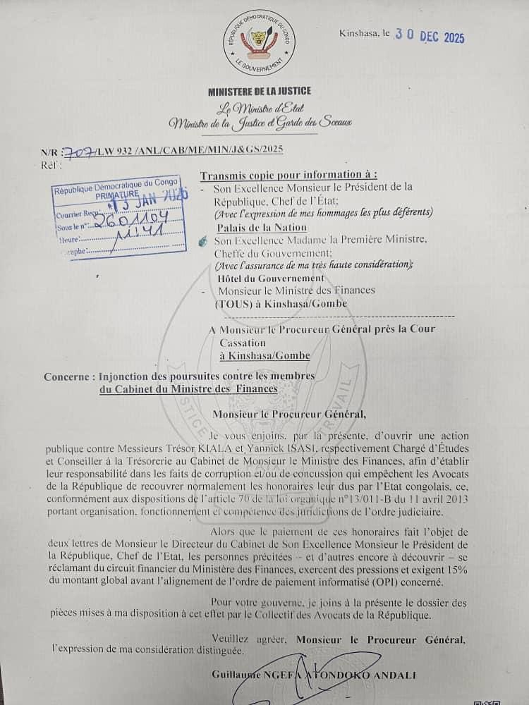 Corruption présumée : deux agents du cabinet des Finances dans le viseur de la Justice